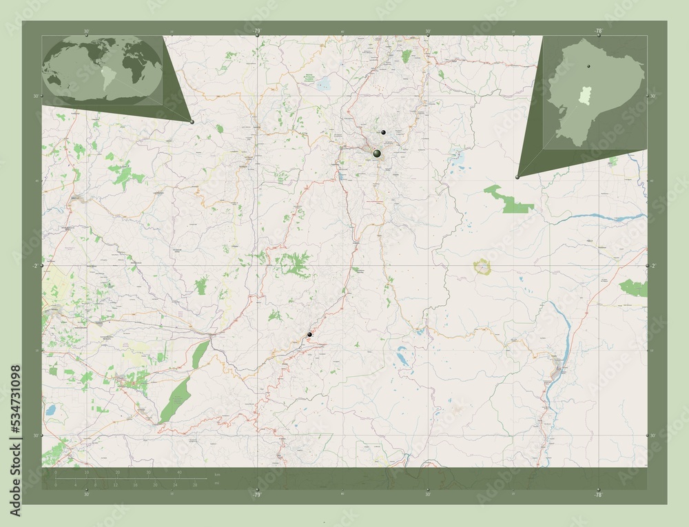 Fototapeta premium Chimborazo, Ecuador. OSM. Major cities