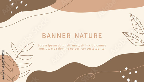 Orange and brown simple hand painted lines lackground with leaf  elements.