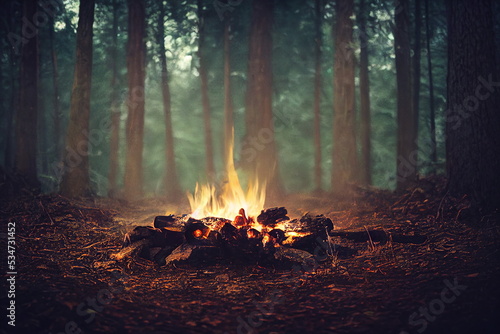 Fotografia Burning fire in the forest