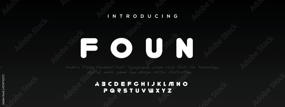 Foun Letras FOUN Sports minimal tech font letter set. Luxury vector typeface for ...