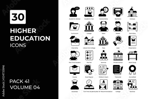 Higher education icons collection.