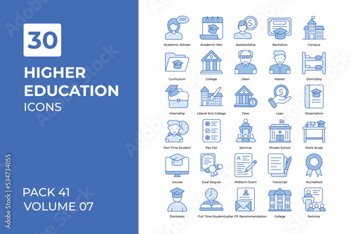 Higher education icons collection.
