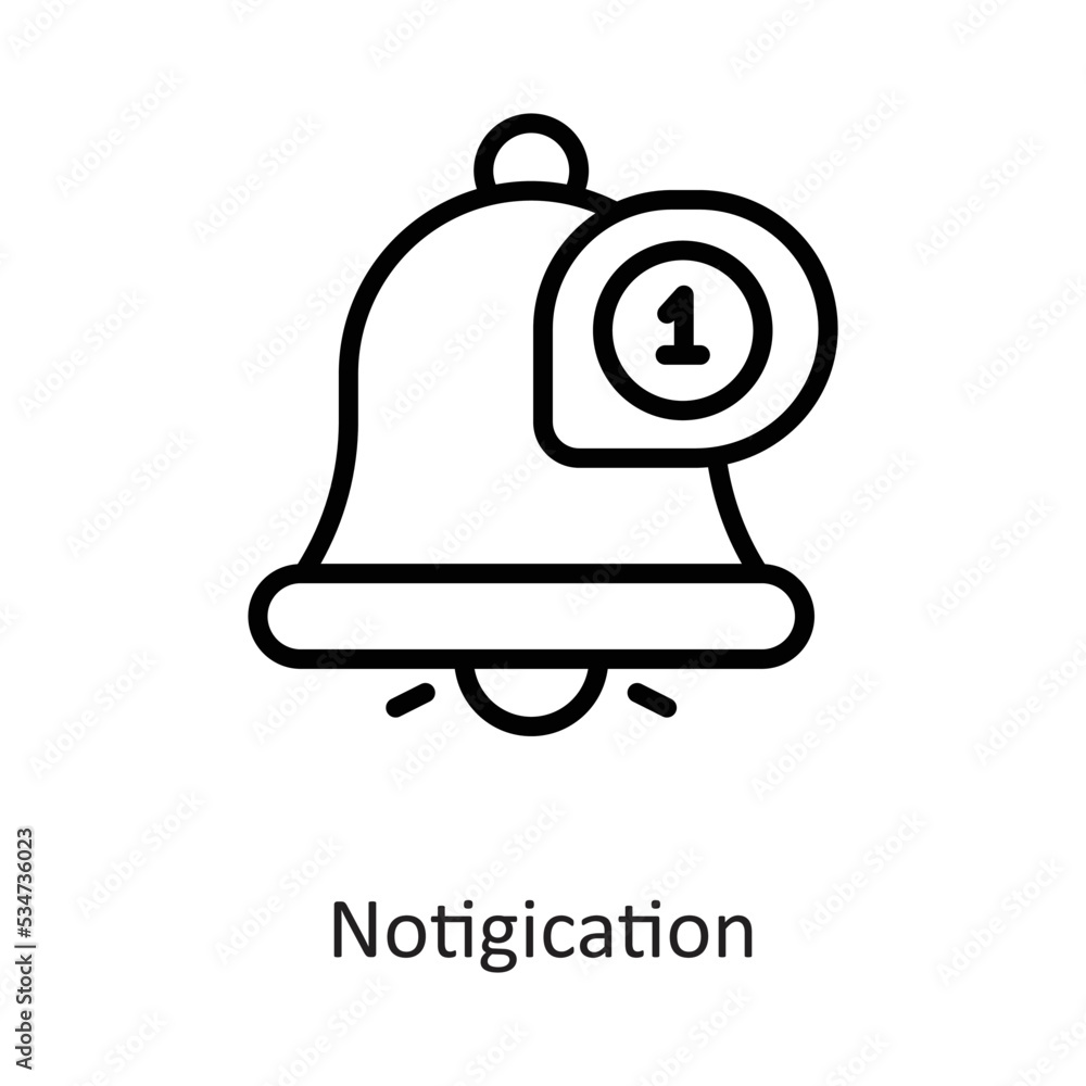 Obraz premium notification Outline Vector Icon Design illustration on White background. EPS 10 File