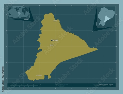 Morona Santiago  Ecuador. Solid. Labelled points of cities