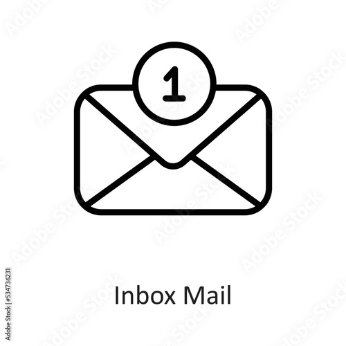 Inbox mail Outline Vector Icon Design illustration on White background. EPS 10 File