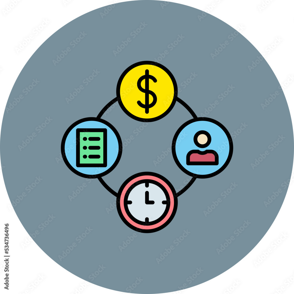 Time Management Multicolor Circle Filled Line Icon Time Management Multicolor Circle Filled Line Icon