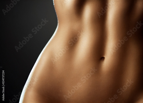 Torso of slim attractive female with flat belly ski