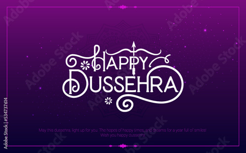 Happy Dussehra greeting and wishes Text, Typography design -vector illustration