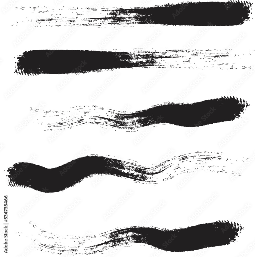 Set of black vector brush strokes, Paint brush, Grunge design, Background for text