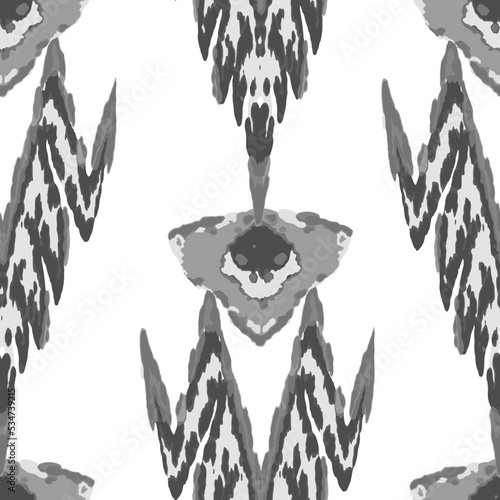 Rhombus Ikat Vector Pattern. Ogee Geometric Print. Vibrant Carpet Rug Chevron Motif.  Teal and Blue Watercolor Batik Seamless Design. Abstract Ethnic Kilim.  Wet Vintage Tie Dye Ornament.