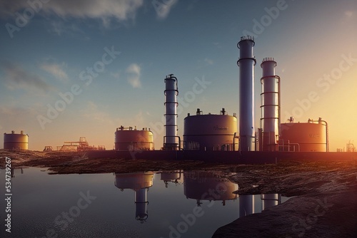 view of the refinery, production plant.