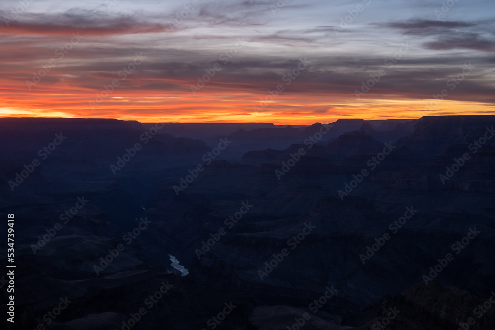 Light Fades Over the Horizon of the Grand Canyon