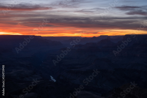 Light Fades Over the Horizon of the Grand Canyon