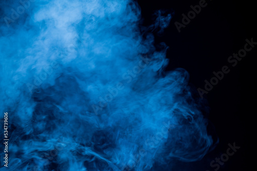 blue smoke with black background, cloud