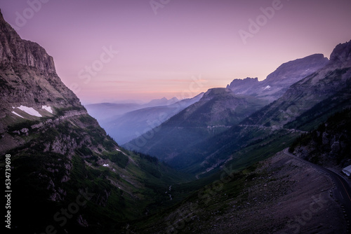 Looking Down The Valley At Sunrise From Highline Trail