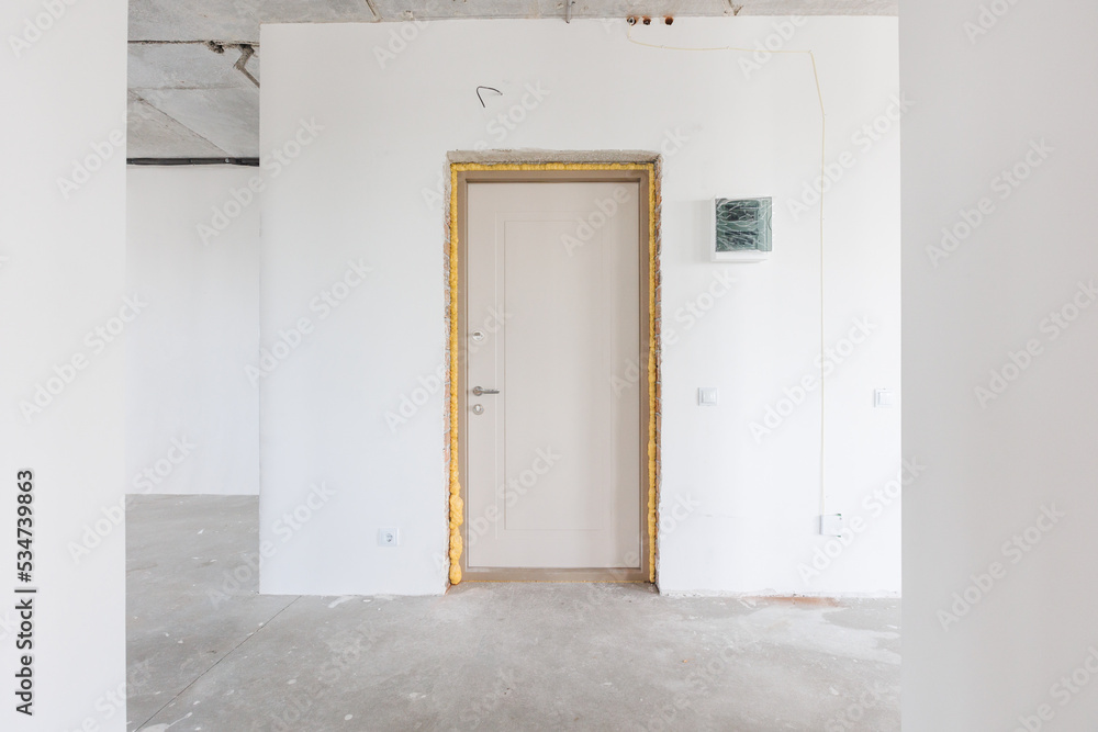 interior of the apartment without decoration in gray colors interior of the apartment without decoration in gray colors