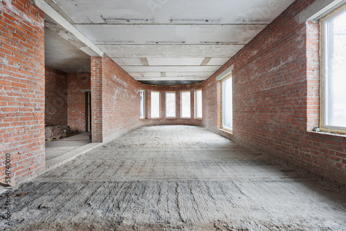 interior of the apartment without decoration in gray colors