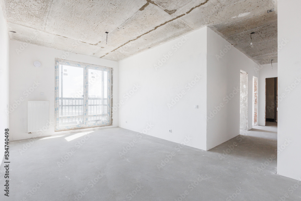 Obraz premium interior of the apartment without decoration in gray colors