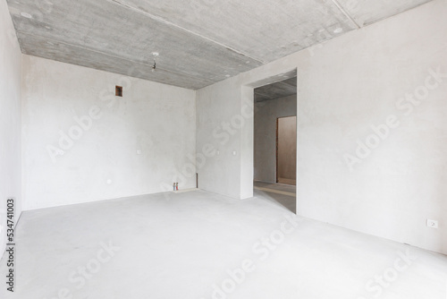 interior of the apartment without decoration in gray colors