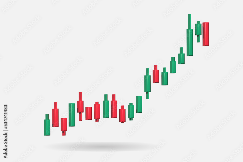 Candlestick chart isolated on white background, financial and stock markets, Minimal concept trading crypto currency, investment trading, exchange, forex, financial, 
