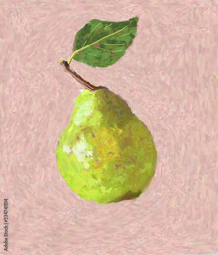 Φωτογραφία pear digital illustration, impressionist painting