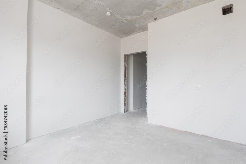 interior of the apartment without decoration in gray colors interior of the apartment without decoration in gray colors
