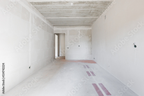 interior of the apartment without decoration in gray colors