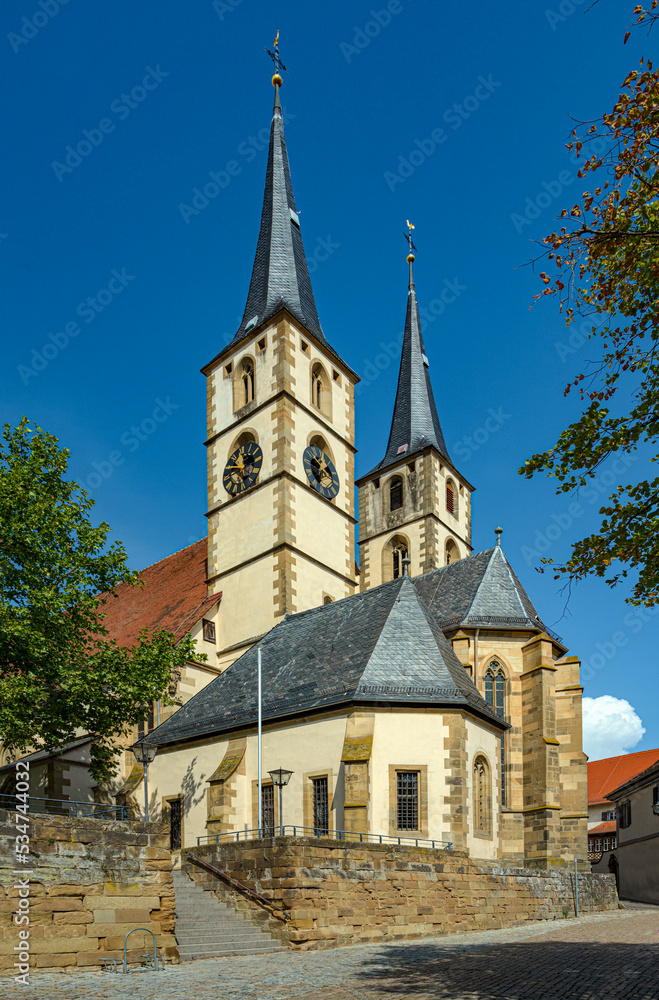 View to the Protestant Church in Bad Wimpfen. Neckartal, Baden-Wuerttemberg, Germany, Europe