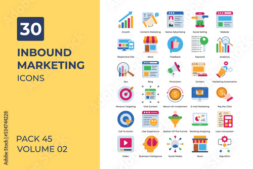 inbound marketing icons collection.