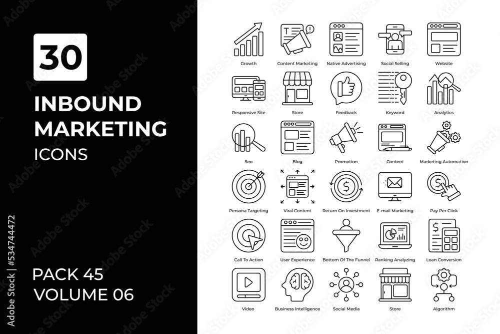 inbound marketing icons collection.