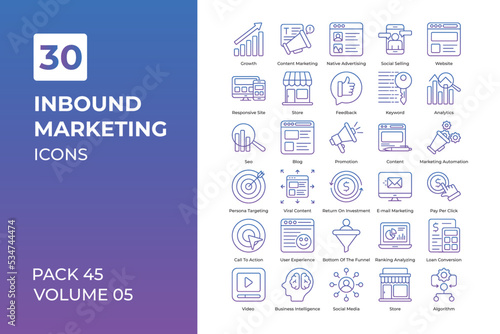 inbound marketing icons collection.