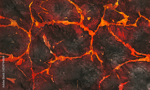 Rocks with veins in red and orange fluor