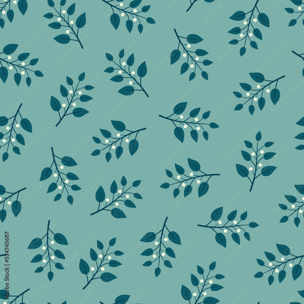 Ornate stylish floral seamless pattern design of abstract branches of leaves. Ditsy foliage illustration. Foliate Background Ornate stylish floral seamless pattern design of abstract branches of leaves. Ditsy foliage illustration. Foliate Background