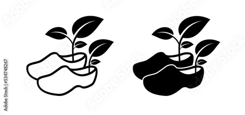 Cartoon walk clogs, farms clogs with flower. Traditional Dutch wooden clogs from te cite Amsterdam, Volendam and Marken. Souvenir for tourist with Plant. Holland shoe. springtime gardening,