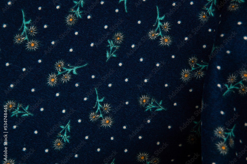 Dark fabric for tailoring with a small close-up pattern Dark fabric for tailoring with a small close-up pattern