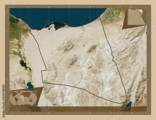 Shamal Sina', Egypt. Low-res satellite. Major cities photo