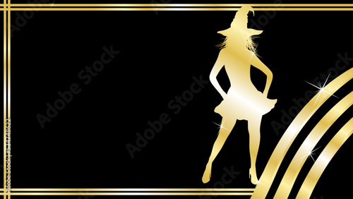 elegant luxury golden halloween pretty witch girl invitation background card illustration in vector format