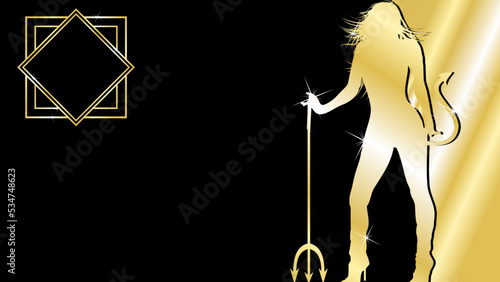 elegant luxury golden halloween pretty demon girl invitation background card illustration in vector format