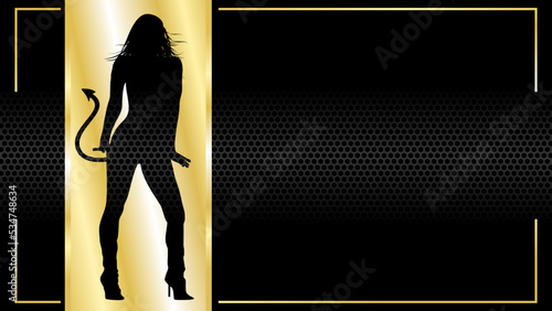 elegant luxury golden halloween pretty demon girl invitation background card illustration in vector format