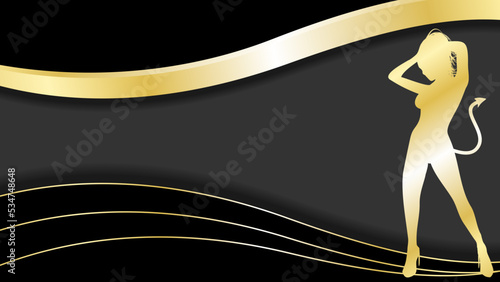 elegant luxury golden halloween pretty demon girl invitation background card illustration in vector format