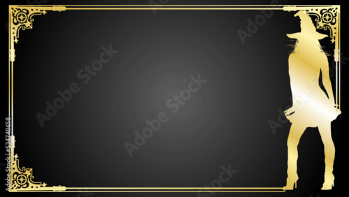 elegant luxury golden halloween pretty witch girl invitation background card illustration in vector art 