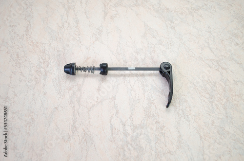 Bicycle wheel eccentric clamp close-up
