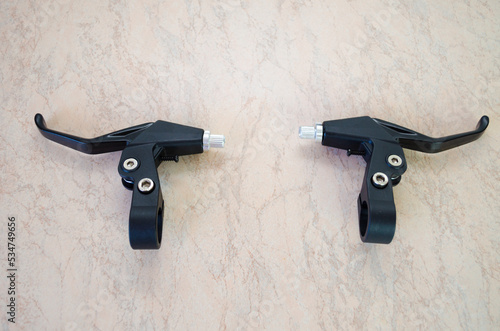 Close-up of a bicycle handbrake