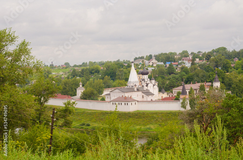 The Holy Assumption Monastery on the banks of the Volga River in the ancient Russian town of Staritsa