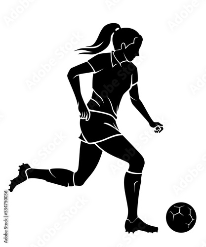 Female Athlete Playing Soccer, Running Silhouette