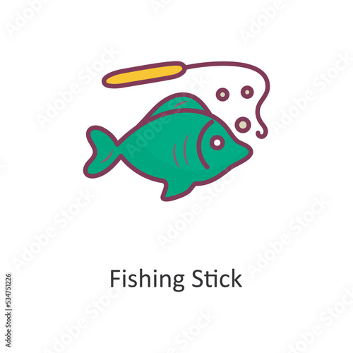 Fishing Stick Vector Filled outline Icon Design illustration. Travel Symbol on White background EPS 10 File