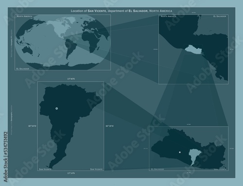 San Vicente, El Salvador. Described location diagram photo