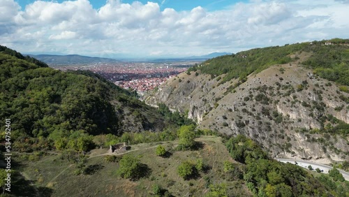 Prizren Old Town Aerial View. Popular Tourist Destination in Kosovo. Historic and touristic city located in Prizren. Balkans. Europe. 