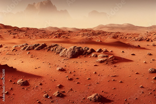 3d illustration of landscape on planet Mars, scenic desert on the red planet © terra.incognita