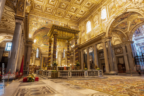 Internal View of the Pontifical Basilic Of Santa Marria Maggiore in the Center of Rome